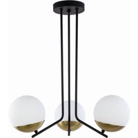 Deckenleuchte in Messing Weiß Schwarz Glas H:60cm von Zaklad Wielobranzowy Export-Import-Jupiter