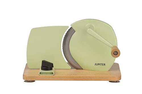 Jupiter Küchenmaschine manueller Allesschneider mit Kurbel und Holzplatte (hellgrün) von Jupiter