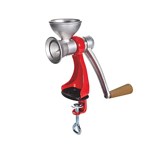 Jupiter Mohnmühle Leinsamenmühle Ölsaatenmühle rot, Retro Design Edelstahl Küchenhelfer Handgerät manuell, red von Jupiter