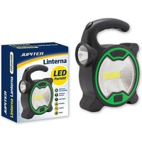 Jupiter - Taschenlampe cob+1 led - Scheinwerferbirne 160lm, Scheinwerfer led 60lm - Betrieb mit 3 Batterien aa (nicht enthalten) - Farbe schwarz/grün von Jupiter