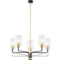 Runder Kronleuchter Metall Glas 5-flammig Ø74cm von Zaklad Wielobranzowy Export-Import-Jupiter