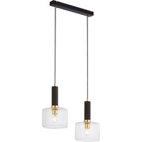 Schwarze Hängelampe Metall Glas Modern 52cm lang von Zaklad Wielobranzowy Export-Import-Jupiter