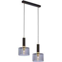 Schwarze Hängelampe Metall Glas in Rauchgrau E27 von Zaklad Wielobranzowy Export-Import-Jupiter