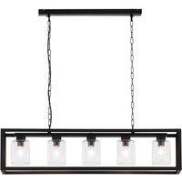Schwarze Pendelleuchte Metall Glas 5-flammig Loft von Zaklad Wielobranzowy Export-Import-Jupiter