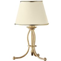 Tischleuchte BERTHA 38cm in Shabby Gold Weiß Lampe von Zaklad Wielobranzowy Export-Import-Jupiter