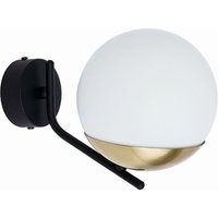 Wandleuchte Glas Kugel Weiß Schwarz Messing Flur von Zaklad Wielobranzowy Export-Import-Jupiter