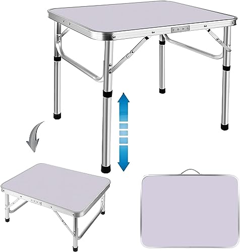 Campingtisch Klappbar Klapptisch Campingtisch Faltbar Camping Tisch Klapptisch Balkon Klapptisch Camping Campingtisch Höhenverstellbar 2 Verstellbaren Höhe 26/56cm, Aluminiumrahmen Camping Tisch Klein von Jupitor