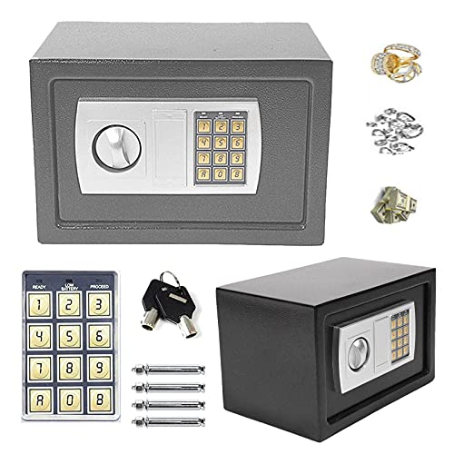 Elektronischer Tresor Safe Wandtresore Möbeltresor Elektronik Schranktresor Möbeltresore Panzerschran Zahlenschloss Schranksafe Doppelstahlbolzen Wandtresor Innenbeleuchtung 8.5L Grau von Jupitor