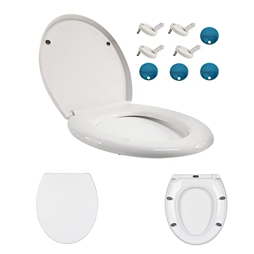 Premium Toilettensitz mit Softclose Absenkautomatik O-Form weiß Abnehmbar Klodeckel Toilettendeckel WC Sitz mit Quick-Release Funktion, Verstellbaren Scharnieren, für einfache Montage & Reinigung von Jupitor