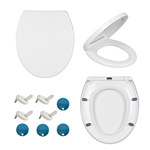 Toilettensitz Abnehmbar, WC Sitz mit Absenkautomatik WC Deckel Toilettenbrille Toilettendeckel mit Quick-Release-Funktion, Klodeckel Toilettensitz Antibakteriell O Form Einfach Reinigung & Montage von Jupitor