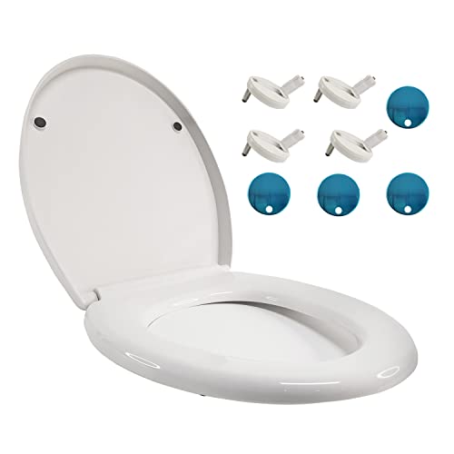 WC Sitz mit Absenkautomatik O Form Toilettendeckel Klodeckel mit Quick-Release Funktion für einfach Reinigung, Toilettensitz Abnehmbar WC Deckel Klobrille Antibakterieller Klodeckel Schwerlast WC-Sitz von Jupitor