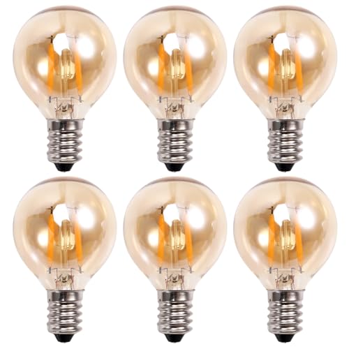 Juqoyue 6 STK. 1,5W LED G40 Ersatzlampe 220V Retro Globe Gold Dimmbare Lampe für Innen-/Außenlichterketten E14-Sockel Juqoyue 6 STK. 1,5W LED G40 Ersatzlampe 220V Retro Globe Gold Dimmbare Lampe für Innen-/Außenlichterketten E14-Sockel von Juqoyue