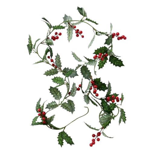 Juqoyue Künstliche Stechpalmengirlande mit Beeren, Künstliche Beerenrankendekorationen, 2 M, Heimdekorationen, Geeignet für Alle Arten Juqoyue Künstliche Stechpalmengirlande mit Beeren, Künstliche Beerenrankendekorationen, 2 M, Heimdekorationen, Geeignet für Alle Arten von Juqoyue
