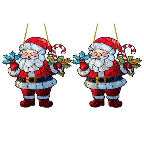 Juqoyue Weihnachtsschmuck mit Weihnachtsmannmotiv, Farbenfrohe Fensterdekoration Aus Acryl für die Veranda mit Kettenanhängern für Den Außenbereich Juqoyue Weihnachtsschmuck mit Weihnachtsmannmotiv, Farbenfrohe Fensterdekoration Aus Acryl für die Veranda mit Kettenanhängern für Den Außenbereich von Juqoyue