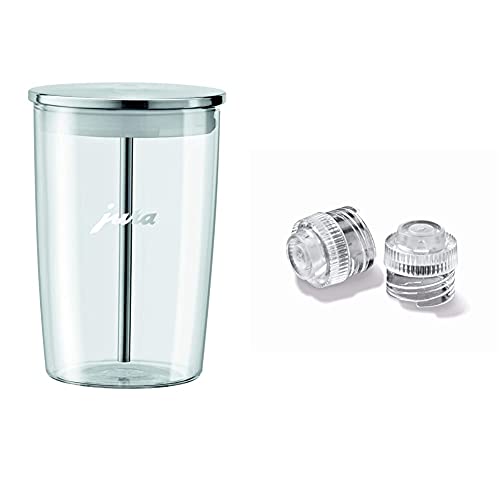 Jura 72570 Glas-Milchbehälter 0,5 L inklusive Milchschlauch, Transparent, 9,2 x 9,2 x 13,5 cm & 72228 Auswechselbarer Milchauslauf CX3, 10-er Set, Kunststoff von JURA