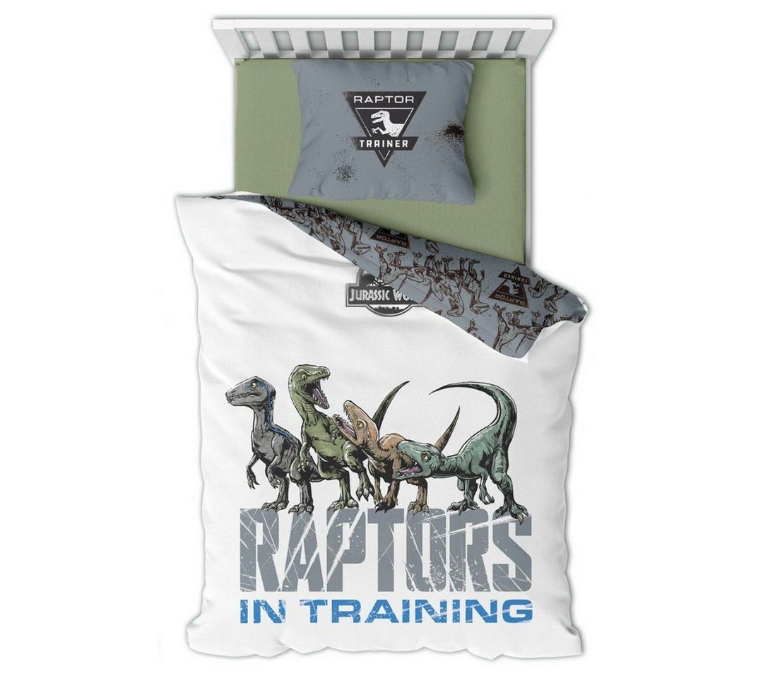 Bettwäsche Jurassic World Raptoren Bettwäsche Set, Jurassic World, Baumwolle, Bettdeckenbezug 135-140x200cm Kissenbezug 65x65 cm von Jurassic World