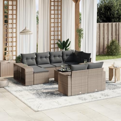 Juroupi 11-TLG. Garten-Sofagarnitur mit Kissen Garten LoungemöBel Set Lounge Sofa Outdoor Gartenlounge Outdoor Lounge Sofa Grau Poly Rattan - 3228910 von Juroupi