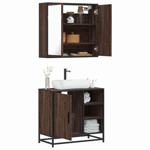 Juroupi 2-TLG. Badmöbel-Set Badezimmer MöBel Set Badinstallationen BadezimmermöBel Set Braun Eichen-Optik Holzwerkstoff - 3300909 von Juroupi
