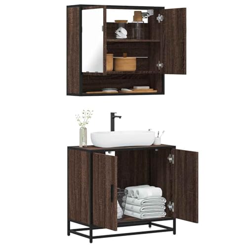 Juroupi 2-TLG. Badmöbel-Set Badezimmer MöBel Set Badinstallationen BadezimmermöBel Set Braun Eichen-Optik Holzwerkstoff - 3300919 von Juroupi