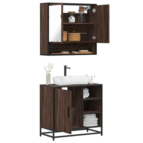 Juroupi 2-TLG. Badmöbel-Set Badezimmer MöBel Set Badinstallationen BadezimmermöBel Set Braun Eichen-Optik Holzwerkstoff - 3300939 von Juroupi
