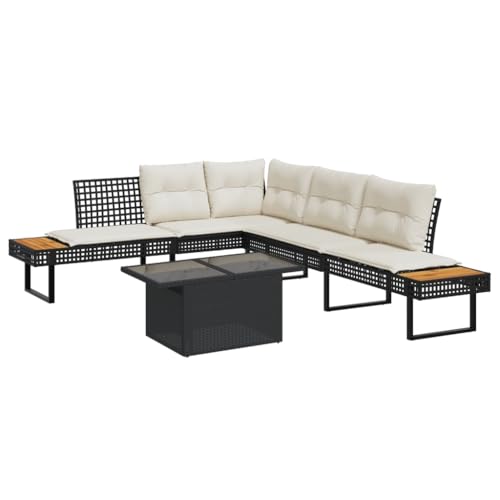 Juroupi 2-TLG. Garten-Sofagarnitur mit Kissen Garten LoungemöBel Set Lounge Sofa Outdoor Gartenlounge TerrassenmöBel Schwarz Poly Rattan Glas - 3277494 von Juroupi
