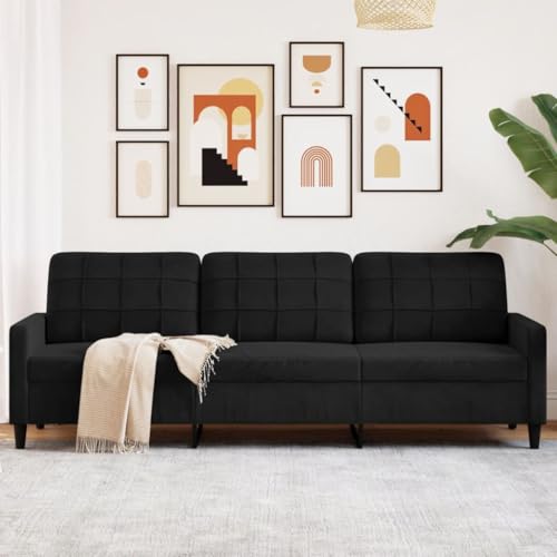 Juroupi 3-Sitzer-Sofa Wohnzimmer Sofa Sitzecke Wohnzimmer Sofa Couch Sitzecke Schwarz 210 cm Samt von Juroupi