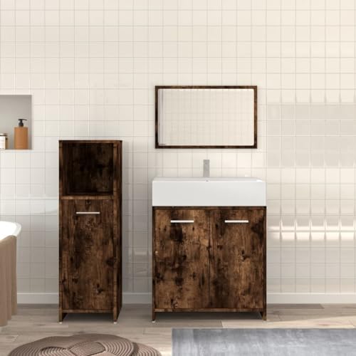 Juroupi 3-TLG. Badmöbel-Set Bad MöBel Badezimmer Set MöBel BadezimmermöBel Set Räuchereiche Holzwerkstoff von Juroupi