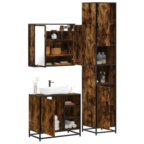 Juroupi 3-TLG. Badmöbel-Set Badezimmer MöBel Set Badinstallationen BadezimmermöBel Set Räuchereiche Holzwerkstoff - 3301087 von Juroupi
