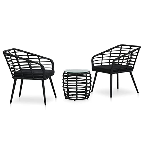 Juroupi 3-TLG. Bistro-Set Balkonset Bistrotisch Outdoor BalkonmöBel Bistro Set Outdoor Poly Rattan Schwarz von Juroupi
