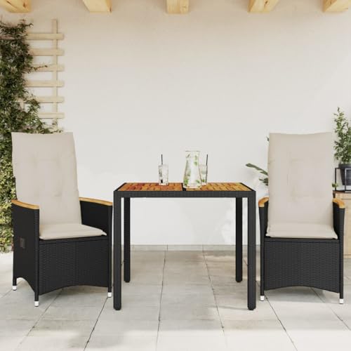 Juroupi 3-TLG. Bistro-Set mit Kissen Gartenset Tisch Und StüHle Bistrotisch Outdoor Balkon MöBel Set Schwarz Poly Rattan - 3276831 Juroupi 3-TLG. Bistro-Set mit Kissen Gartenset Tisch Und StüHle Bistrotisch Outdoor Balkon MöBel Set Schwarz Poly Rattan - 3276831 von Juroupi