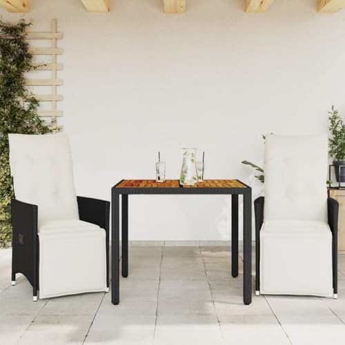 Juroupi 3-TLG. Bistro-Set mit Kissen Gartenset Tisch Und StüHle Bistrotisch Outdoor Balkon MöBel Set Schwarz Poly Rattan - 3276855 Juroupi 3-TLG. Bistro-Set mit Kissen Gartenset Tisch Und StüHle Bistrotisch Outdoor Balkon MöBel Set Schwarz Poly Rattan - 3276855 von Juroupi