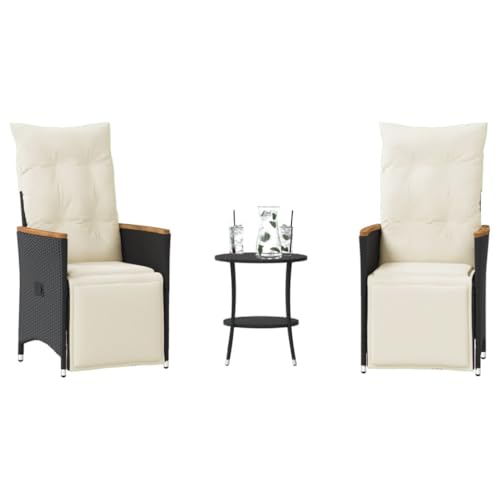 Juroupi 3-TLG. Bistro-Set mit Kissen Gartenset Tisch Und StüHle Bistrotisch Outdoor Balkon MöBel Set Schwarz Poly Rattan - 365678 Juroupi 3-TLG. Bistro-Set mit Kissen Gartenset Tisch Und StüHle Bistrotisch Outdoor Balkon MöBel Set Schwarz Poly Rattan - 365678 von Juroupi
