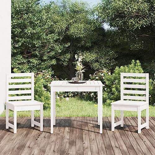 Juroupi 3-TLG. Garten-Bistro-Set Balkonset Bistrotisch Outdoor BalkonmöBel Bistro Set Outdoor Weiß Massivholz Kiefer - 3154672 von Juroupi