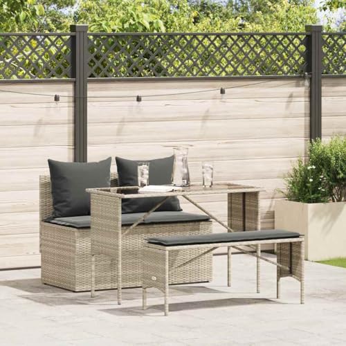 Juroupi 3-TLG. Garten-Essgruppe mit Kissen GartenmöBel TerrassenmöBel Garten Sitzgruppe Essgruppe Garten MöBel Set Hellgrau Poly Rattan Juroupi 3-TLG. Garten-Essgruppe mit Kissen GartenmöBel TerrassenmöBel Garten Sitzgruppe Essgruppe Garten MöBel Set Hellgrau Poly Rattan von Juroupi