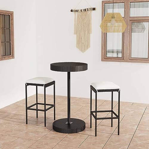 Juroupi 3-TLG. Gartenbar-Set mit Kissen GartenmöBel Set Sitzgruppe Outdoor Outdoor MöBel TerrassenmöBel Poly Rattan Schwarz - 3064759 von Juroupi