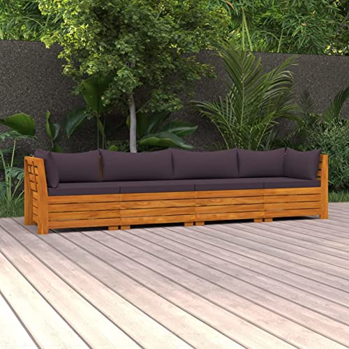 Juroupi 4-Sitzer-Gartensofa mit Kissen Balkon Sofa Outdoor Sofa Lounge Sofa Balkon GartenmöBel Loungesofa Outdoor Massivholz Akazie - 3087314 von Juroupi
