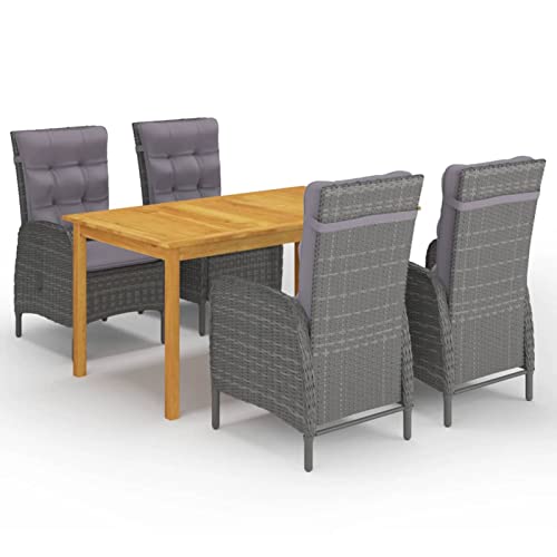 Juroupi 5-TLG. Garten-Essgruppe Balkon Sitzgruppe Garten Essgruppe Outdoor Furniture GartenmöBel Set Grau von Juroupi