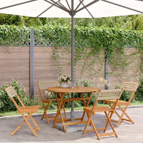 Juroupi 5-TLG. Garten-Essgruppe Garden Furniture GartenmöBel Set Gartentisch Mit StüHlen Essgruppe Outdoor Beige Poly Rattan und Massivholz - 3281768 von Juroupi