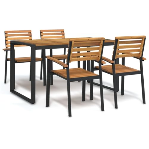 Juroupi 5-TLG. Garten-Essgruppe Gartentisch Mit StüHlen Gartengarnitur Set Sitzgarnitur Garten Massivholz Akazie und Metall - 3155406 von Juroupi