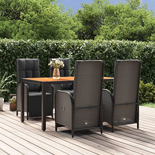 Juroupi 5-TLG. Garten-Essgruppe mit Kissen Garten Essgruppe Outdoor MöBel Gartenlounge Outdoor Lounge MöBel Outdoor Schwarz Poly Rattan - 3185076 von Juroupi