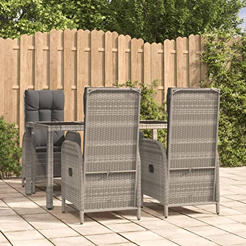 Juroupi 5-TLG. Garten-Essgruppe mit Kissen Lounge MöBel Outdoor TerrassenmöBel Essgruppe Gartentisch Garten Lounge Set Grau Poly Rattan - 3185025 von Juroupi