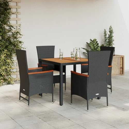 Juroupi 5-TLG. Garten-Essgruppe mit Kissen Sitzgruppe Outdoor TerrassenmöBel Terrassen-Sitzgruppe Garten-Essgruppe Schwarz Poly Rattan - 3277505 von Juroupi