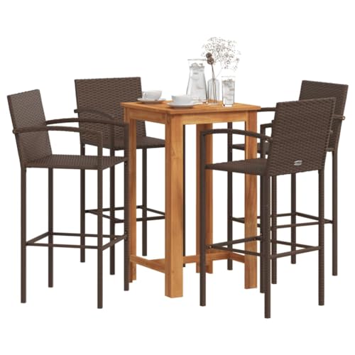 Juroupi 5-TLG. Gartenbar-Set GartenmöBel Set Sitzgruppe Outdoor Outdoor MöBel TerrassenmöBel Braun Massivholz Akazie und Poly Rattan - 3295275 von Juroupi