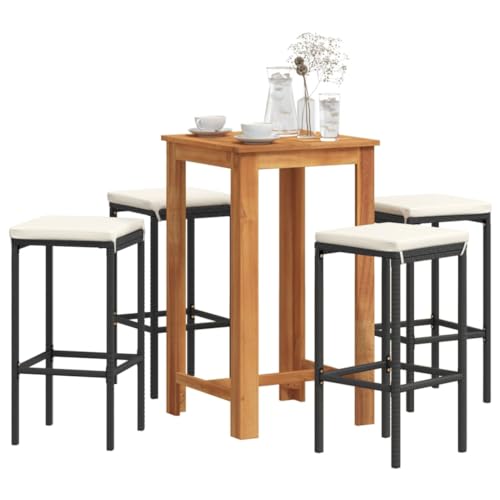 Juroupi 5-TLG. Gartenbar-Set GartenmöBel Set Sitzgruppe Outdoor Outdoor MöBel TerrassenmöBel Schwarz Massivholz Akazie und Poly Rattan - 3295270 von Juroupi