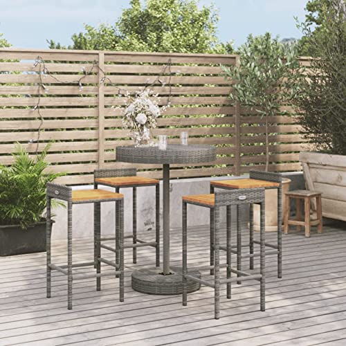 Juroupi 5-TLG. Gartenbar-Set GartenmöBel-Sets Gartenbar Outdoor Garten Bartisch Set Grau Poly Rattan & Massivholz Akazie - 3187717 Juroupi 5-TLG. Gartenbar-Set GartenmöBel-Sets Gartenbar Outdoor Garten Bartisch Set Grau Poly Rattan & Massivholz Akazie - 3187717 von Juroupi