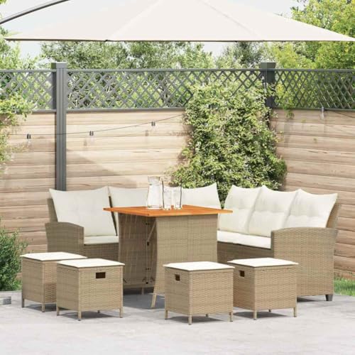 Juroupi 6-TLG. Garten-Sofagarnitur mit Kissen Garten LoungemöBel Set Lounge Set Outdoor Garden Sofas Garten Sofa Outdoor L-Form Beige Poly Rattan - 3213542 von Juroupi