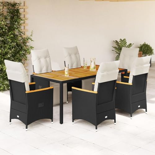 Juroupi 7-TLG. Garten-Bistro-Set mit Kissen GartenmöBel Set Balkontisch Bistroset Bistrotisch Mit StüHlen Schwarz Poly Rattan Juroupi 7-TLG. Garten-Bistro-Set mit Kissen GartenmöBel Set Balkontisch Bistroset Bistrotisch Mit StüHlen Schwarz Poly Rattan von Juroupi