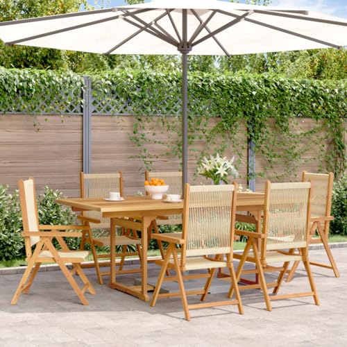 Juroupi 7-TLG. Garten-Essgruppe Sitzgruppe Outdoor Terrassen-Sitzgruppe Garten-Essgruppe TerrassenmöBel Polypropylen und Massivholz Beige Juroupi 7-TLG. Garten-Essgruppe Sitzgruppe Outdoor Terrassen-Sitzgruppe Garten-Essgruppe TerrassenmöBel Polypropylen und Massivholz Beige von Juroupi
