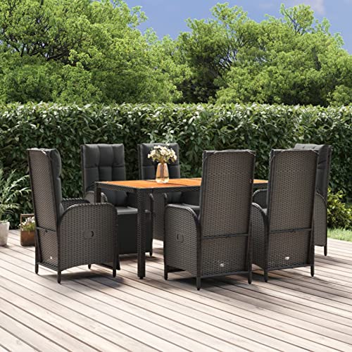 Juroupi 7-TLG. Garten-Essgruppe mit Kissen Gartenlounge Outdoor Garten Essgruppe Gartentisch Set Garten Sitzgruppe Schwarz Poly Rattan - 3185077 Juroupi 7-TLG. Garten-Essgruppe mit Kissen Gartenlounge Outdoor Garten Essgruppe Gartentisch Set Garten Sitzgruppe Schwarz Poly Rattan - 3185077 von Juroupi