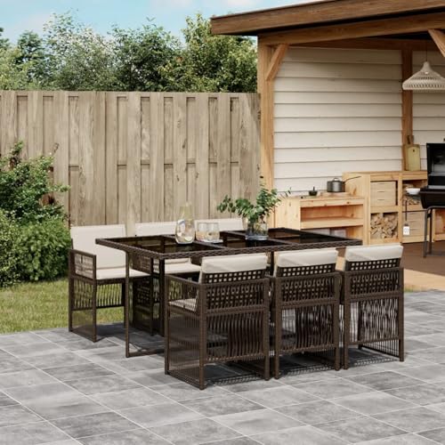 Juroupi 7-TLG. Garten-Essgruppe mit Kissen Sitzgruppe Outdoor TerrassenmöBel Terrassen-Sitzgruppe Garten-Essgruppe Braun Poly Rattan - 3210909 Juroupi 7-TLG. Garten-Essgruppe mit Kissen Sitzgruppe Outdoor TerrassenmöBel Terrassen-Sitzgruppe Garten-Essgruppe Braun Poly Rattan - 3210909 von Juroupi